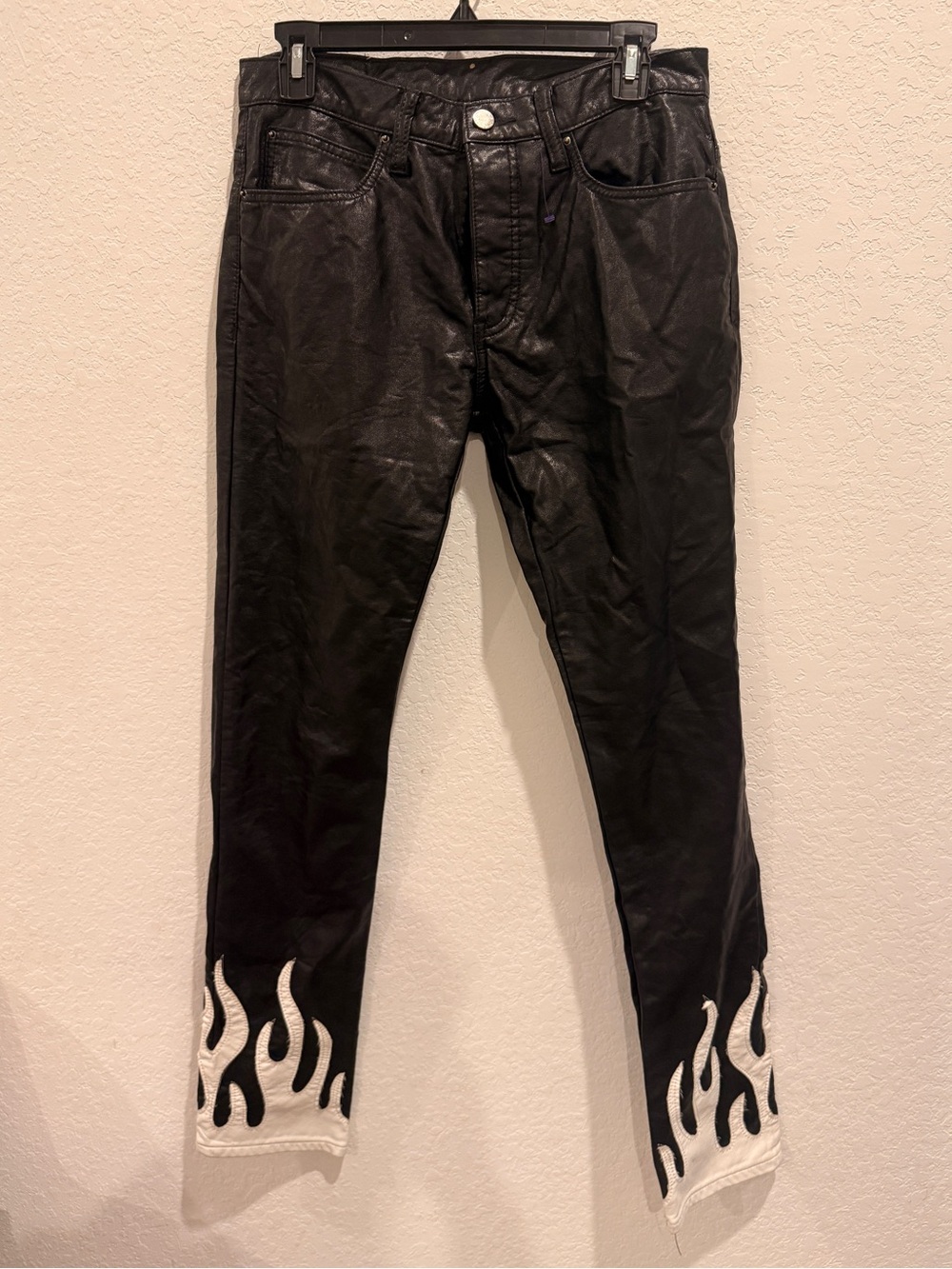 MNML Black Skinny Jeans with White‎ Flame Hem